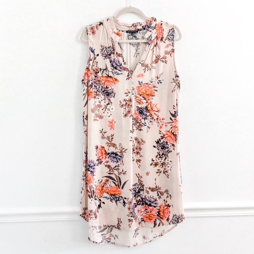 Staccato Floral Ruffle Hi Lo Shirt Dress
